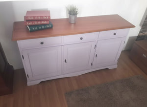 Madia credenza in legno laccato pennellato colore lavanda  l.156 p.42 h.85 - Mobili 2G