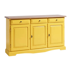 Madia credenza in legno laccato pennellato gialla l.156 p.42 h.85 - Mobili 2G