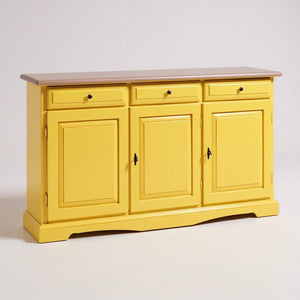 Madia credenza in legno laccato pennellato gialla l.156 p.42 h.85 - Mobili 2G