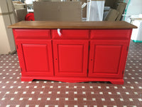 Madia credenza in legno laccato pennellato rosso  l.156 p.42 h.85 - Mobili 2G
