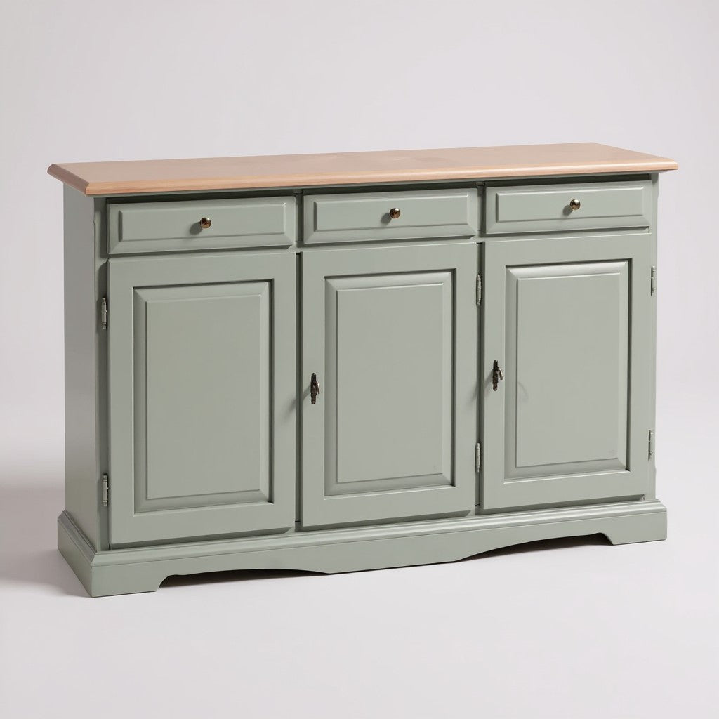 Madia credenza in legno laccato pennellato tortora  l.156 p.42 h.85 - Mobili 2G