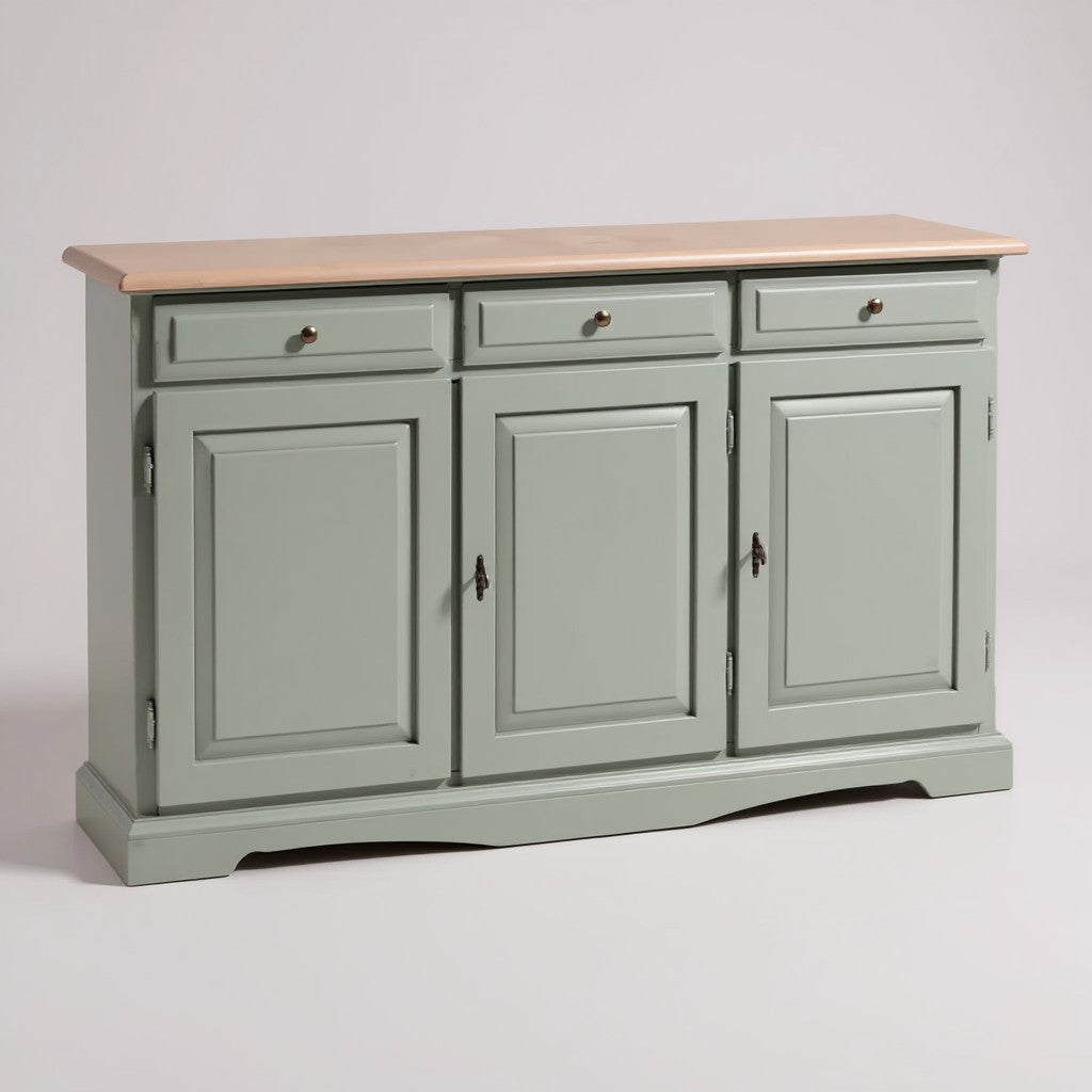 Madia credenza in legno laccato pennellato tortora  l.156 p.42 h.85 - Mobili 2G