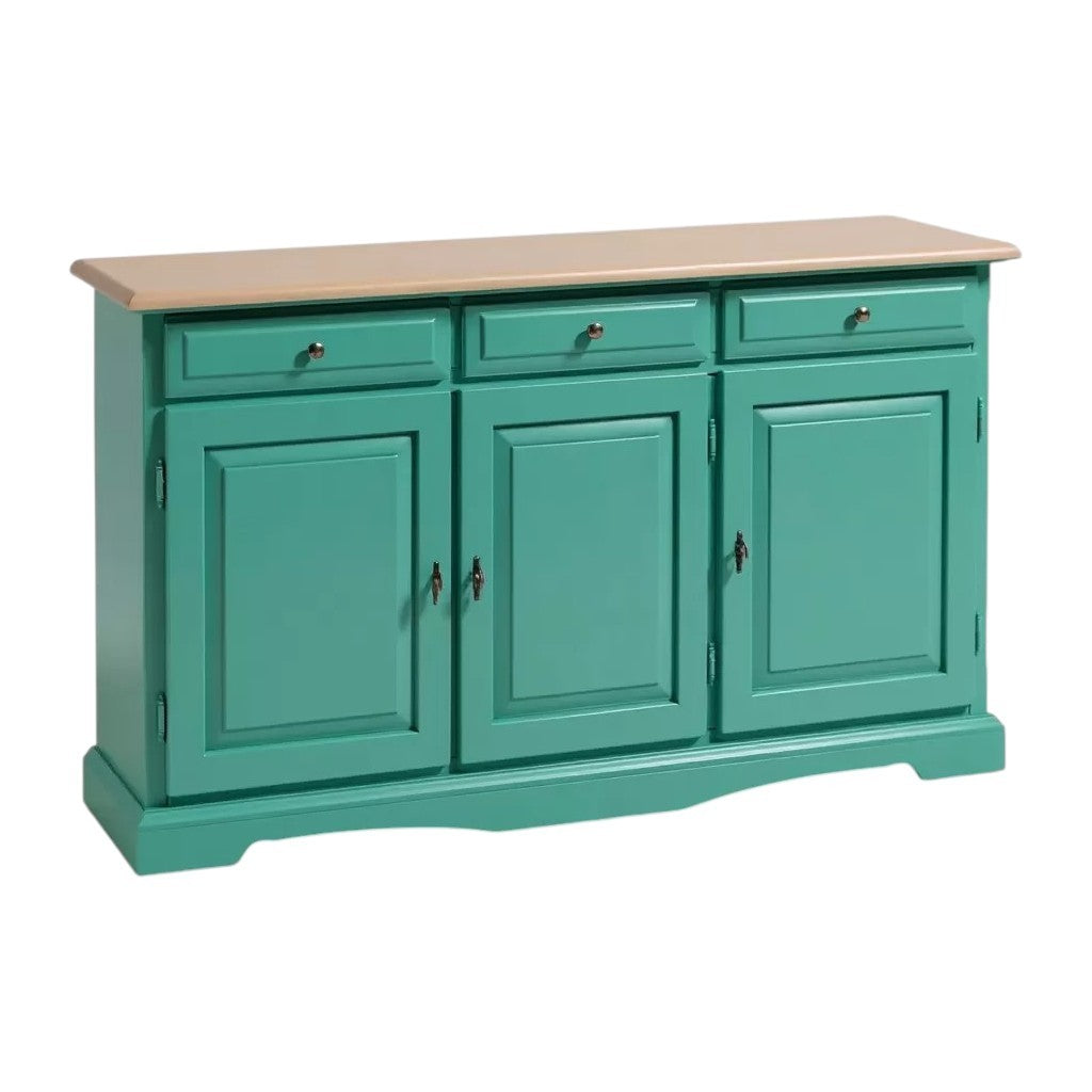 Madia credenza in legno laccato pennellato verde l.156 p.42 h.85 - Mobili 2G