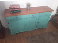 Madia credenza in legno laccato pennellato verde l.156 p.42 h.85 - Mobili 2G