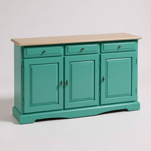 Madia credenza in legno laccato pennellato verde l.156 p.42 h.85 - Mobili 2G