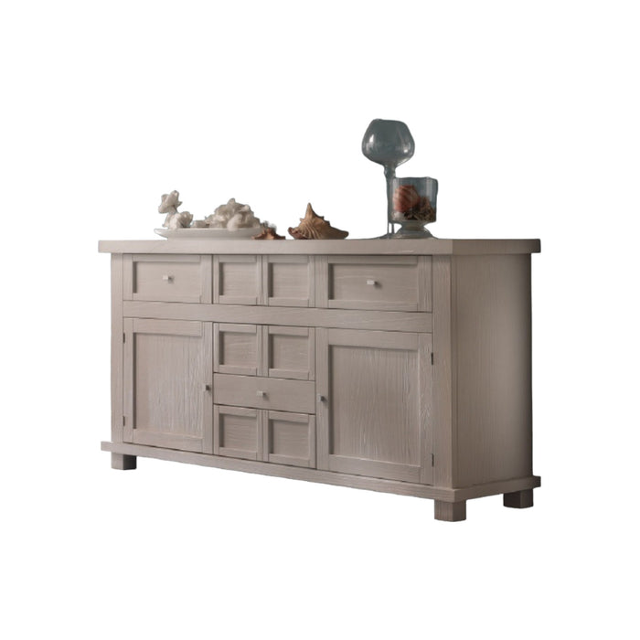 Madia credenza in legno massello 2 ante 5 cassetti grigio l.166 p.45 h.86 - Mobili 2G