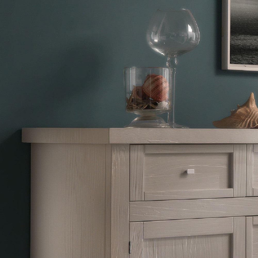 Madia credenza in legno massello 2 ante 5 cassetti grigio l.166 p.45 h.86 - Mobili 2G