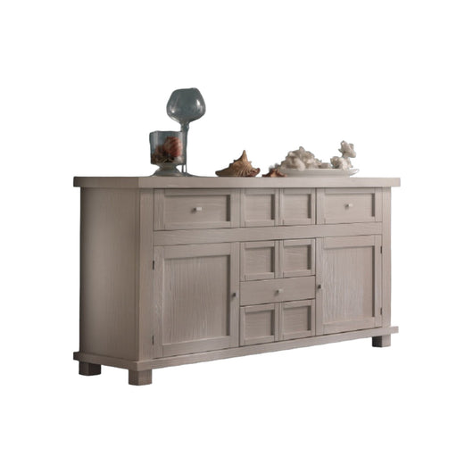 Madia credenza in legno massello 2 ante 5 cassetti grigio l.166 p.45 h.86 - Mobili 2G