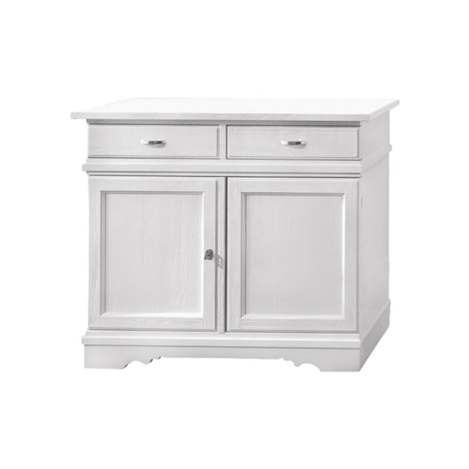 Madia credenza in legno massello 2 ante bianco opaco l.105 p.52 h.94 - Mobili 2G