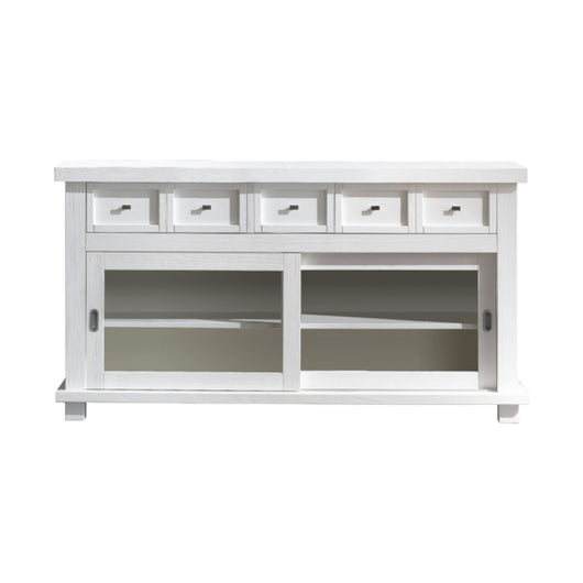 Madia credenza in legno massello 2 ante scorrevoli bianco opaco l.160 p.45 h.86 - Mobili 2G