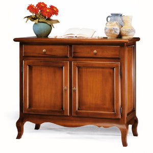 Madia credenza in legno massello 2 porte tinta noce l.114 p.49 h.97 (3064) - Mobili 2G