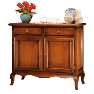 Madia credenza in legno massello 2 porte tinta noce l.114 p.49 h.97 (3064) - Mobili 2G