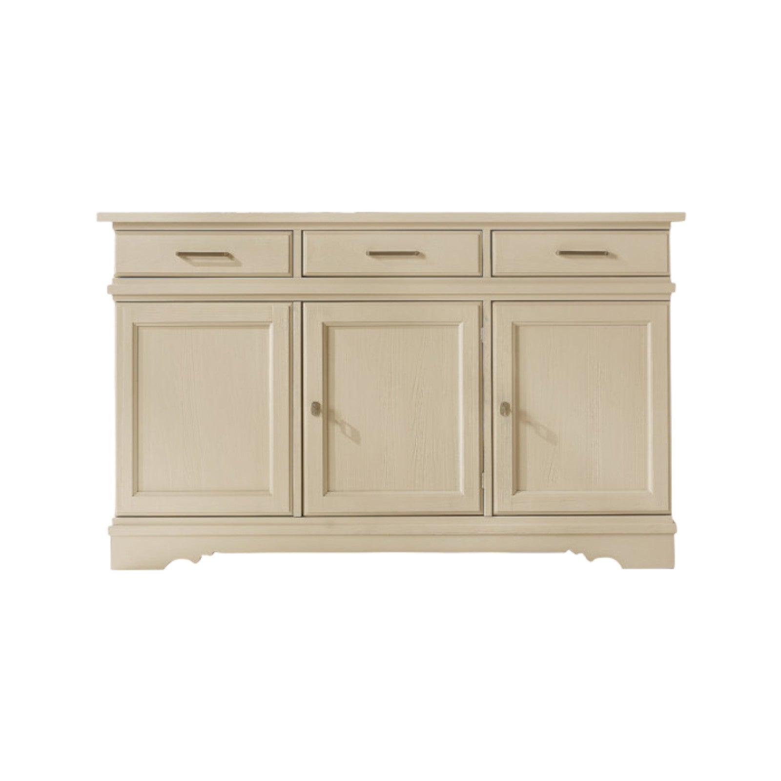 Madia credenza in legno massello 3 ante avorio opaco l.155 p.52 h.94 - Mobili 2G