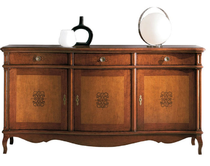 Madia credenza in legno massello 3 porte pantografate l.198 p.56 h.102 - Mobili 2G