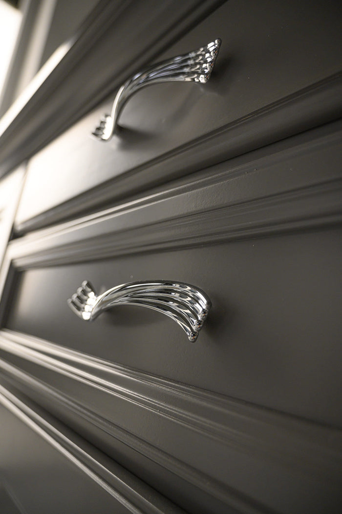 Madia credenza in legno massello 4 ante grigio opaco l.245 p.52 h.110 - Mobili 2G