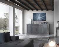 Madia credenza in legno massello 4 ante grigio opaco l.245 p.52 h.110 - Mobili 2G
