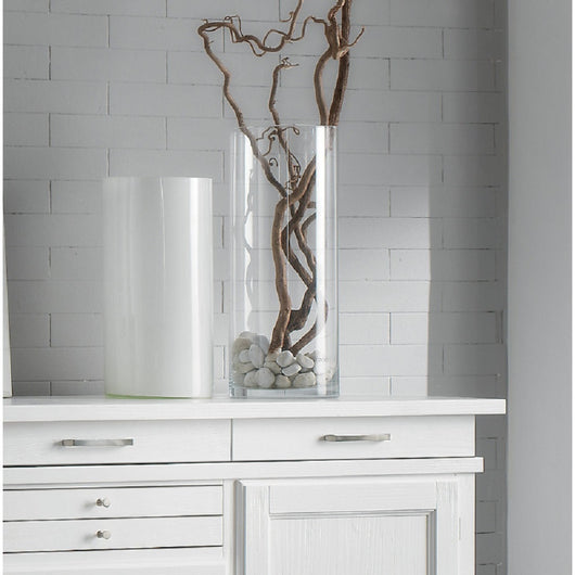 Madia credenza in legno massello 4 porte laccato bianco l.222 p.52 h.108 - Mobili 2G