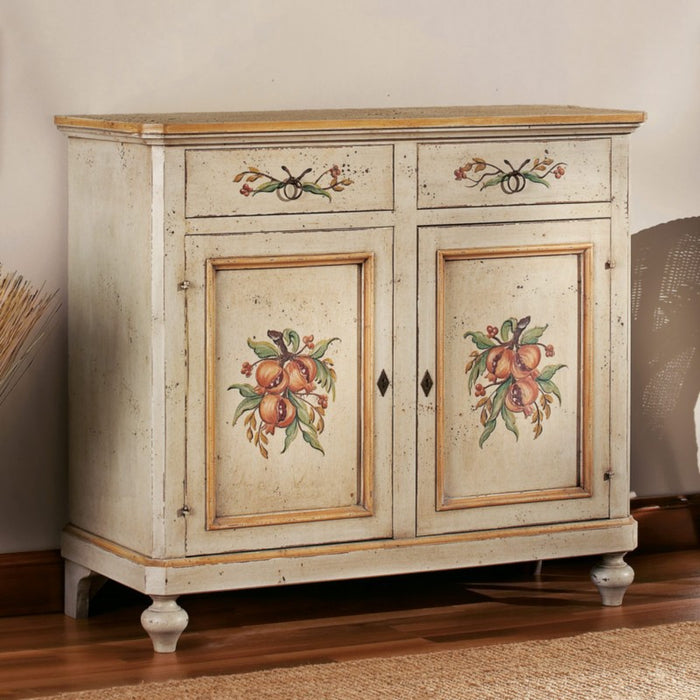 Madia credenza in legno provenzale laccata a mano 2 porte 112x49x98 (1416) - Mobili 2G