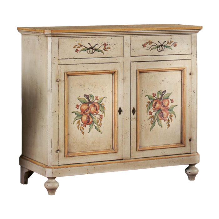 Madia credenza in legno provenzale laccata a mano 2 porte 112x49x98 (1416) - Mobili 2G