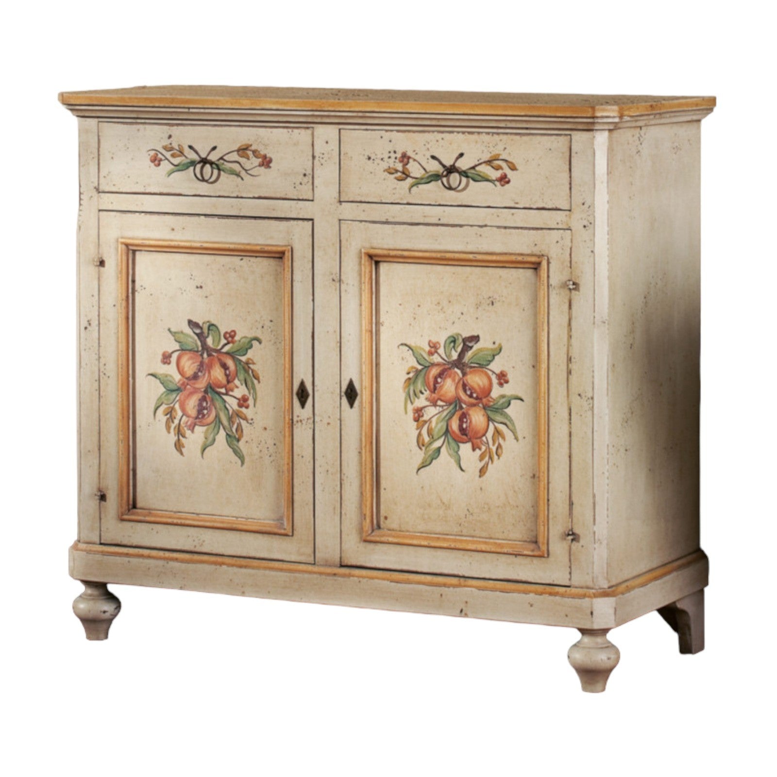 Madia credenza in legno provenzale laccata a mano 2 porte 112x49x98 (1416) - Mobili 2G