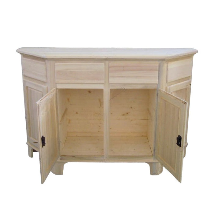 Madia credenza in legno scantonata grezza 4 porte l.158 p.48 h.102 (977) - Mobili 2G