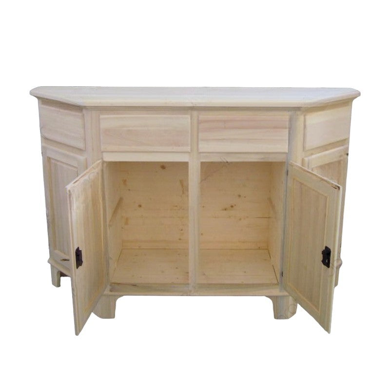 Madia credenza in legno scantonata grezza 4 porte l.158 p.48 h.102 (977) - Mobili 2G