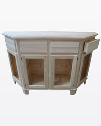Madia credenza in legno scantonata grezza 4 porte l.158 p.48 h.102 (977) - Mobili 2G