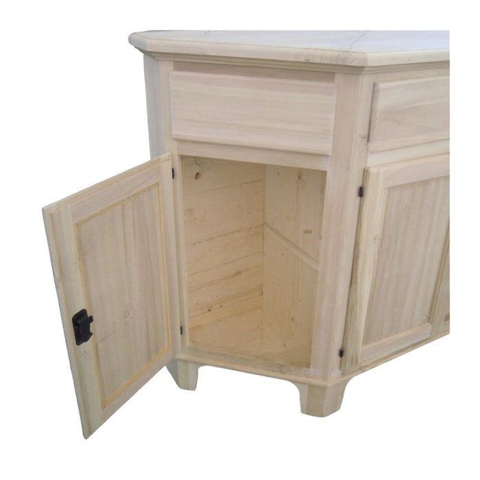 Madia credenza in legno scantonata grezza 4 porte l.158 p.48 h.102 (977) - Mobili 2G