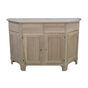 Madia credenza in legno scantonata grezza 4 porte l.158 p.48 h.102 (977) - Mobili 2G