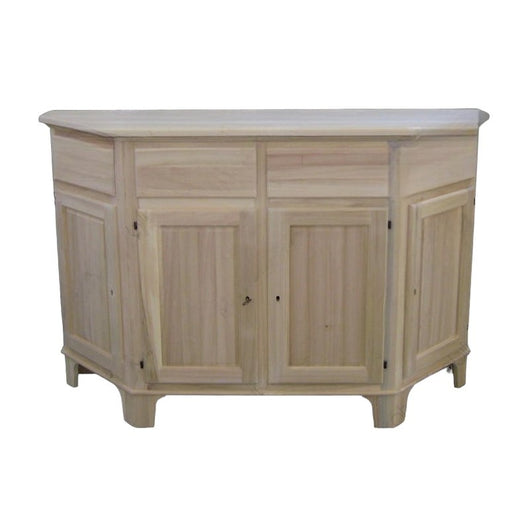 Madia credenza in legno scantonata grezza 4 porte l.158 p.48 h.102 (977) - Mobili 2G