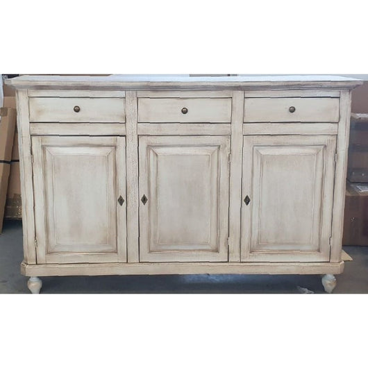 Madia credenza in legno shabby chic 3 ante bianco invecchiato 150x43x98