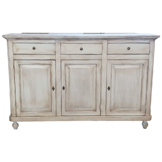 Madia credenza in legno shabby chic 3 ante bianco invecchiato 150x43x98