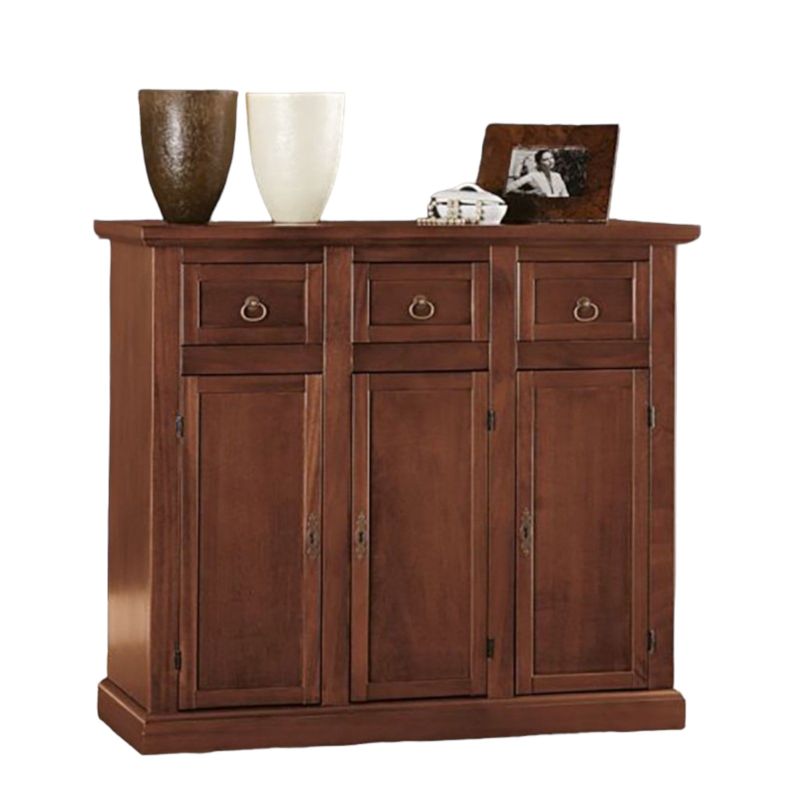 Madia credenza in legno tinta noce arte povera l.100 p.39 h.85 (52f) - Mobili 2G