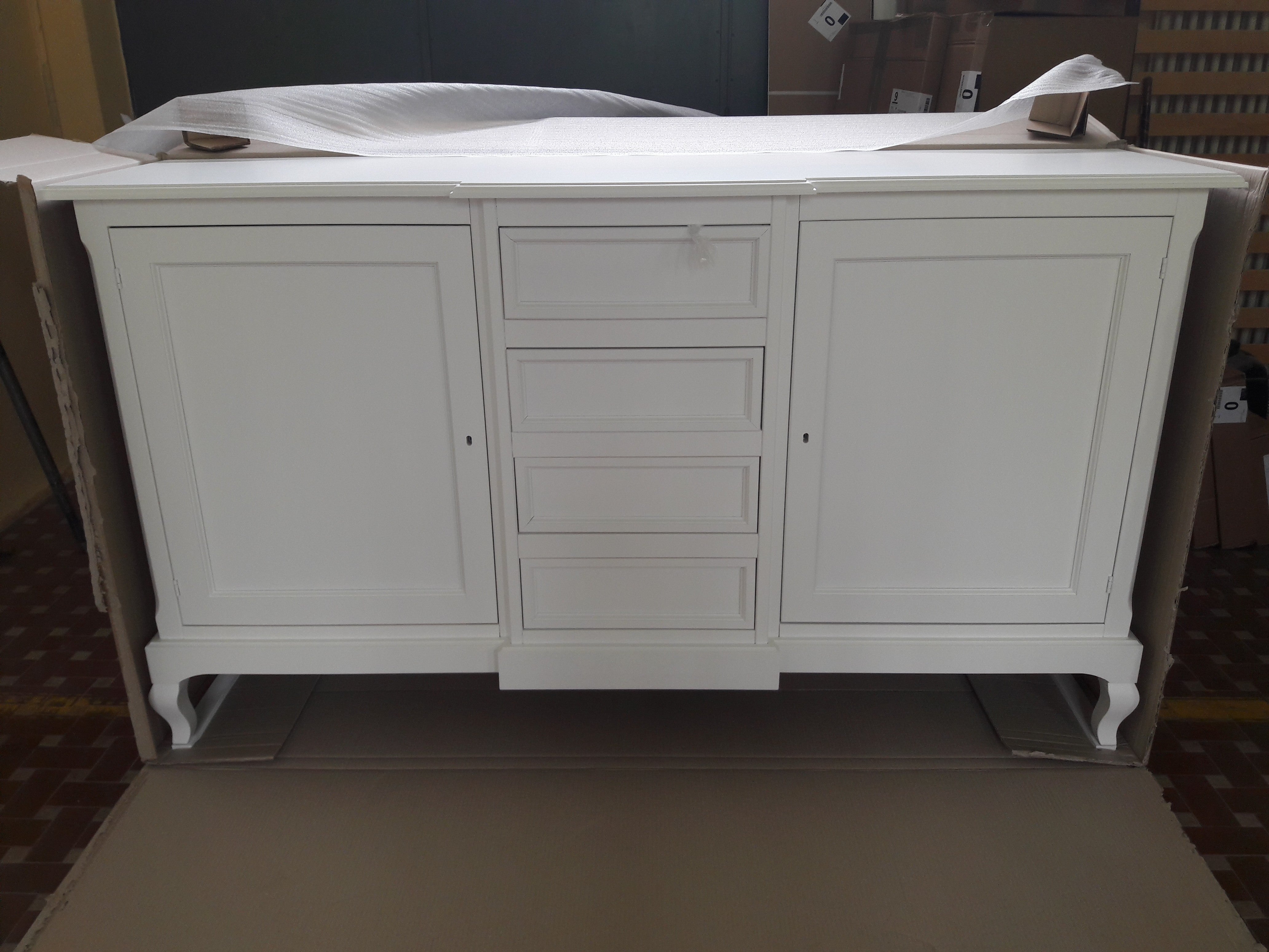 Madia credenza legno 2 porte 4 cassetti bianco 201 x 52 h 113 (1422) - Mobili 2G