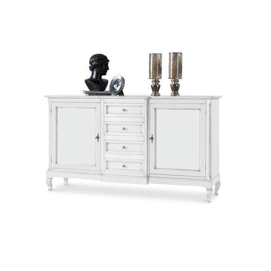 Madia credenza legno 2 porte 4 cassetti bianco 201 x 52 h 113 (1422) - Mobili 2G