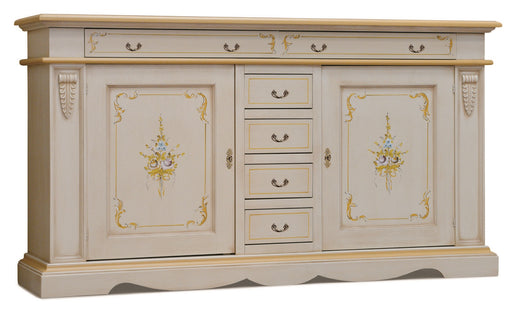 Madia credenza legno 2 porte avorio e oro 210x60x115