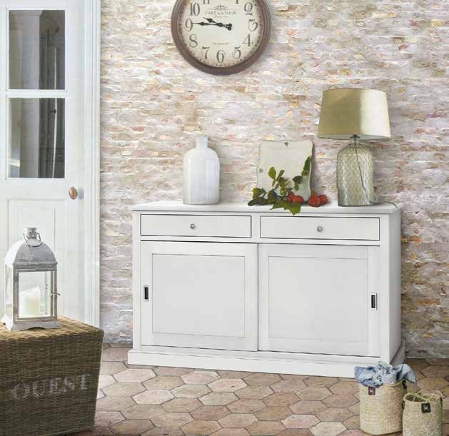 Madia credenza legno 2 porte scorrevoli bianco 150x50x90h (720) - Mobili 2G