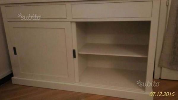 Madia credenza legno 2 porte scorrevoli bianco 150x50x90h (720) - Mobili 2G