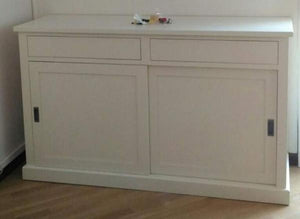 Madia credenza legno 2 porte scorrevoli bianco 150x50x90h (720) - Mobili 2G