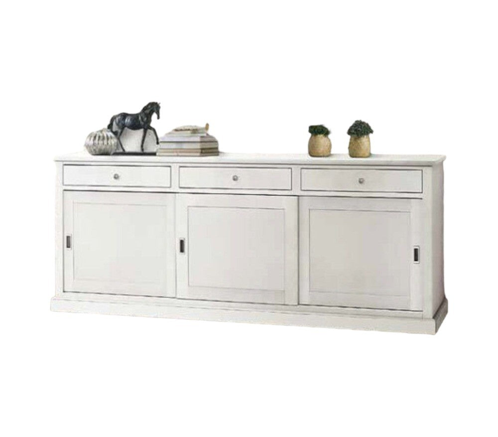 Madia credenza legno 3 ante scorrevoli bianco 200x50 x90 (719) - Mobili 2G