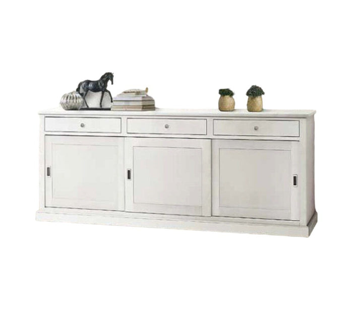 Madia credenza legno 3 ante scorrevoli bianco 200x50 x90 (719) - Mobili 2G