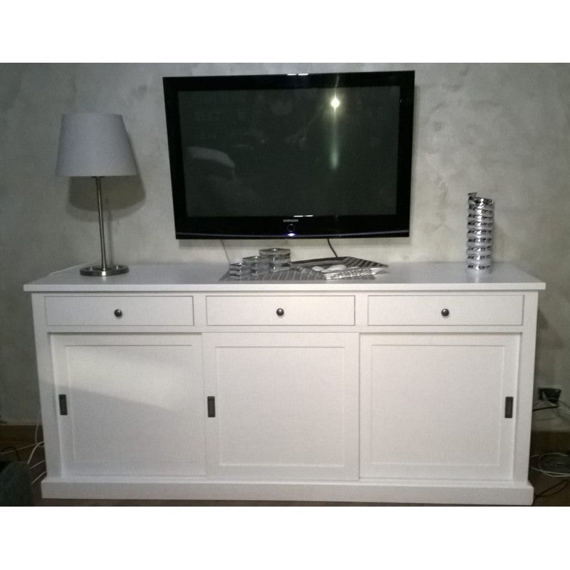 Madia credenza legno 3 ante scorrevoli bianco 200x50 x90 (719) - Mobili 2G