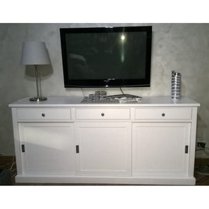 Madia credenza legno 3 ante scorrevoli bianco 200x50 x90 (719) - Mobili 2G