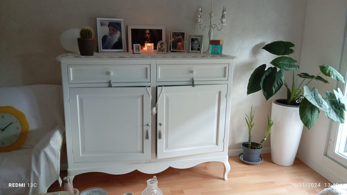 Madia credenza legno shabby 2 porte bianco 145x49x116h (1424) - Mobili 2G