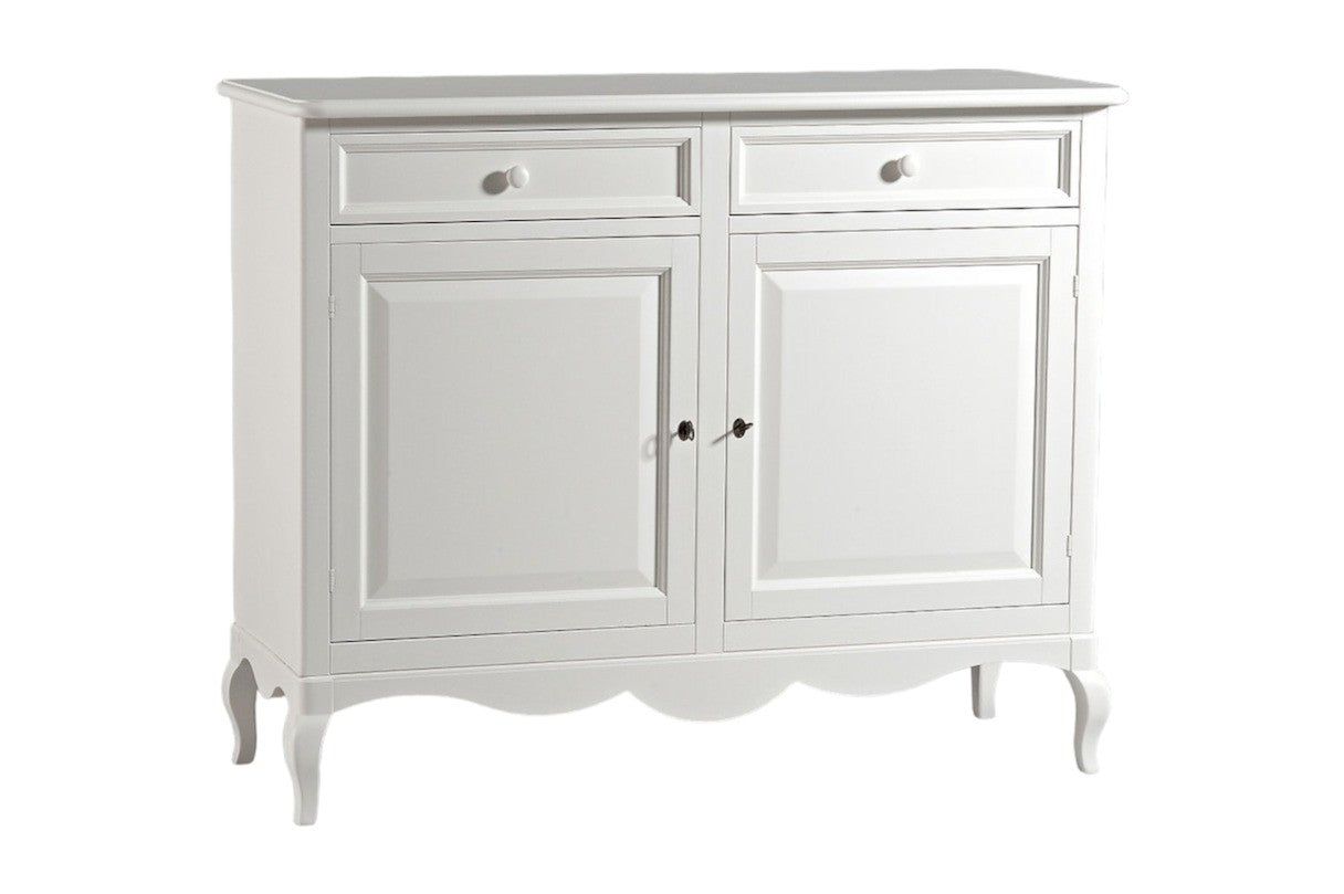 Madia credenza legno shabby 2 porte bianco 145x49x116h (1424) - Mobili 2G