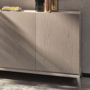 Madia credenza moderna in legno massello 3 ante grigio perla 185x49x99 - Mobili 2G