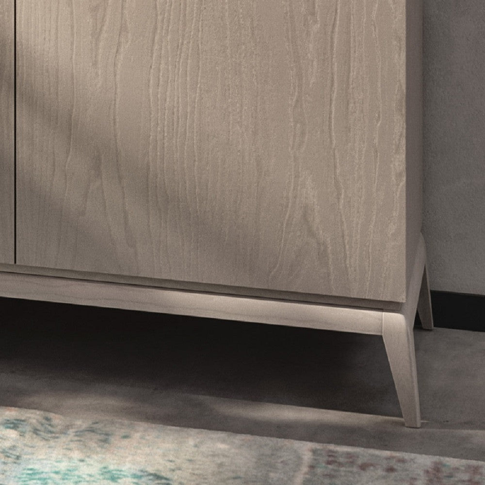 Madia credenza moderna in legno massello 3 ante grigio perla 185x49x99 - Mobili 2G