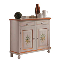 Madia credenza napoletana 2 porte laccato bianco decori 104x43x98 - Mobili 2G