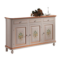 Madia credenza napoletana 3 porte bianco decori  l.150 p.43 h.98
