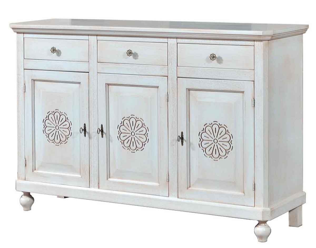 Madia credenza napoletana bianco invecchiato l.150 p.43 h.98 - Mobili 2G